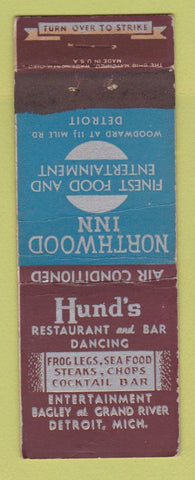 Matchbook Cover - Hund's Restaurant Detroit MI WEAR