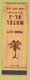 Matchbook Cover - Motel Al J Lake City FL