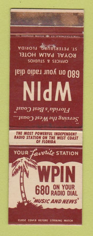 Matchbook Cover - WPIN Radio Royal Palm Hotel St Petersburg FL WEAR