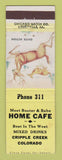 Matchbook Cover - Home Cafe Cripple Creek Colorado