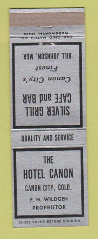 Matchbook Cover - Hotel Canon City Colorado FN Wildgen Silver Grill Cafe