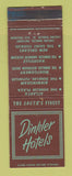 Matchbook Cover - Dinker Hotels Atlanta GA New Orleans LA Nashville TN