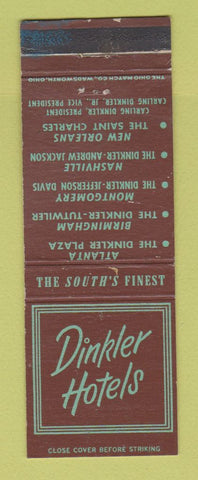 Matchbook Cover - Dinker Hotels Atlanta GA New Orleans LA Nashville TN