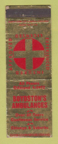 Matchbook Cover - Boydston's Ambulances Chicago IL WEAR
