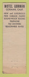 Matchbook Cover - Gorman Motel Cafe CA WEAR