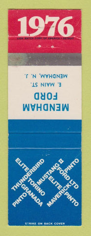Matchbook Cover - Mendham Ford NJ 1976