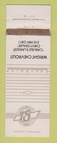 Matchbook Cover - Wright Chevrolet Carlisle IA WORN