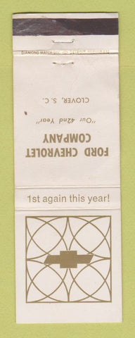 Matchbook Cover - Ford Chevrolet Clover SC WORN