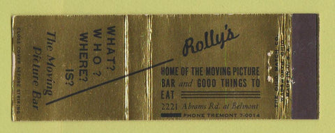 Matchbook Cover - Rolly's Bar Restaurant Dallas TX