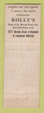 Matchbook Cover - Rolly's Bar Restaurant Dallas TX