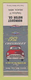 Matchbook Cover - 1952 Chevrolet Hornquist Milaca MN low phone # WEAR