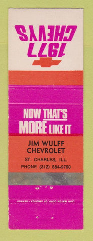 Matchbook Cover - 1977 Chevrolet Jim Wulff St Charles IL WEAR