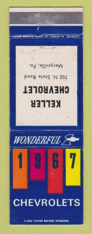 Matchbook Cover - 1967 Chevrolet Keller Marysville PA WEAR