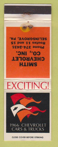Matchbook Cover - 1966 Chevrolet Smith Selinsgrove PA WORN