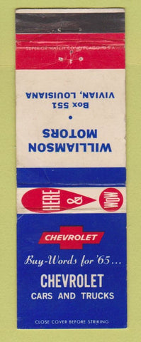 Matchbook Cover - 1965 Chevrolet Williamson Vivian LA WORN
