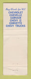 Matchbook Cover - 1965 Chevrolet Williamson Vivian LA WORN