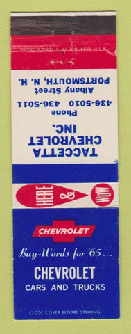Matchbook Cover - 1965 Chevrolet Taccetta Portsmouth NH