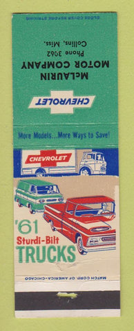 Matchbook Cover - 1961 Ford Trucks McLaurin Collins MS POOR STRIKER