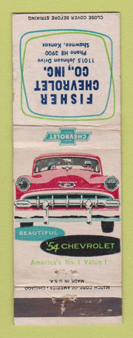 Matchbook Cover - 1954 Chevrolet Fisher Shawnee KS WORN