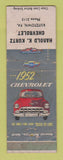 Matchbook Cover - 1952 Chevrolet Harold Kurtz Kutztown PA WORN