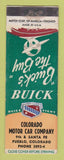 Matchbook Cover - Colorado Motor Car Company Buick Pueblo WEAR