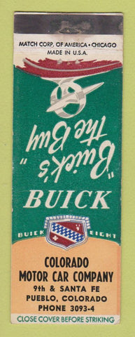 Matchbook Cover - Colorado Motor Car Company Buick Pueblo WEAR