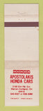 Matchbook Cover - Apostolakis Honda Warren Cortland OH WORN
