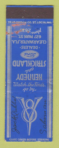 Matchbook Cover - Kennedy and Strickland Ford Clearwater FL WORN WRITING