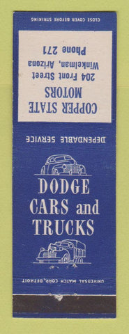Matchbook Cover - Copper State Motors Dodge Winkelman AZ