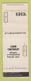 Matchbook Cover - 1968 Oldsmobile Lamb Chevrolet Prescott AZ WORN