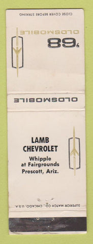 Matchbook Cover - 1968 Oldsmobile Lamb Chevrolet Prescott AZ WORN