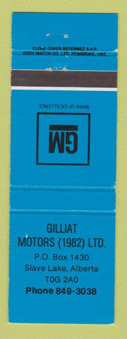 Matchbook Cover - Gilliat Motors GM 1982 Slave Lake AB