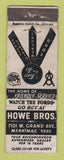 Matchbook Cover - How Bros Ford Mercury Lincoln 1940 WORN