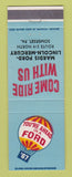 Matchbook Cover - 1967 Ford Mardis Lincoln Mercury Somerset PA