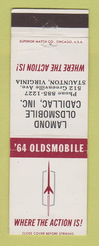 Matchbook Cover - 1964 Oldsmobile Lamond Cadillac Staunton VA
