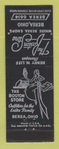 Matchbook Cover - The Boston Store Berea OH girlie clothes