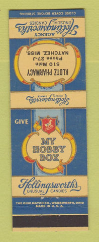 Matchbook Cover - Klotz Drug Natchez MS Hollingsworth's Candy