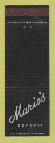 Matchbook Cover - Mario's Detroit MI WEAR