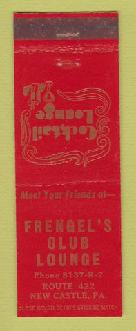 Matchbook Cover - Frengel's Club Lounge New Castle PA RED