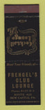 Matchbook Cover - Frengel's Club Lounge New Castle PA BLACK