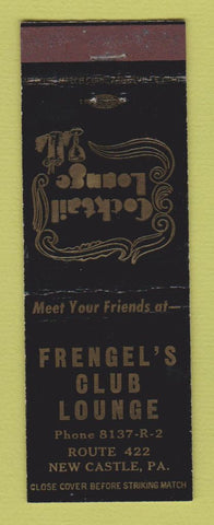 Matchbook Cover - Frengel's Club Lounge New Castle PA BLACK