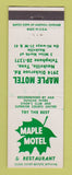 Matchbook Cover - Maple Motel Restaurant Nashville TN