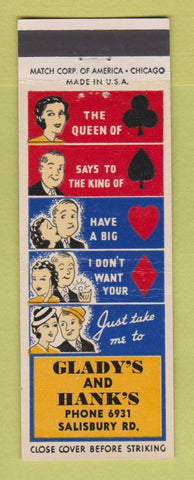 Matchbook Cover - Glady's and Hank's