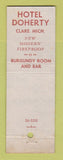 Matchbook Cover - Doherty Motel Hotel Clare MI
