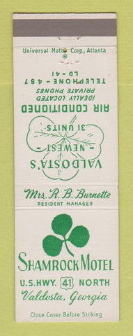 Matchbook Cover - Shamrock Hotel Valdosta GA
