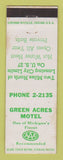 Matchbook Cover - Green Acres Motel Lansing MI WEAR