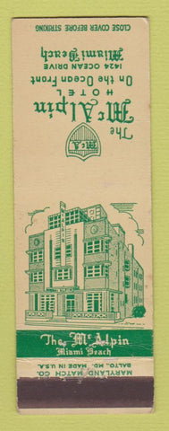 Matchbook Cover - McAlpin Hotel Miami Beach FL WORN BACK