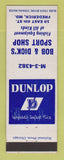 Matchbook Cover - Dunlop Tires Bob & Dick's Sport Shop Fishing Frederick MD