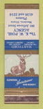 Matchbook Cover - Hartford Insurance KW Pohl Mendota IL