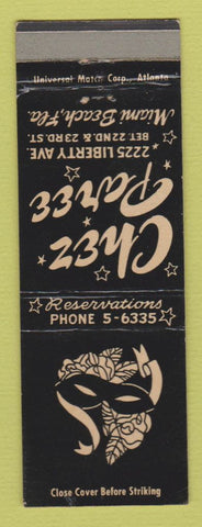 Matchbook Cover - Chez Paree Miami Beach FL WORN